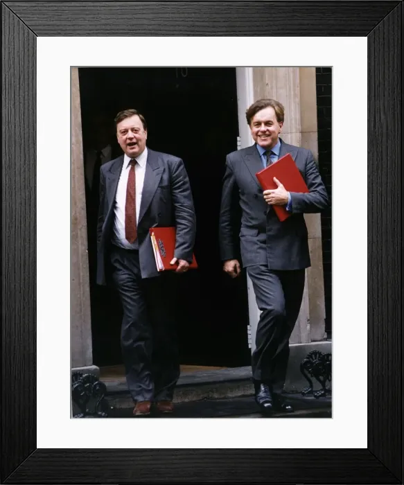 Framed Print : Kenneth Clarke MP leaving No 10 Downing street with John Patten MP Framed Print : Kenneth Clarke MP leaving No 10 Downing street with John Patten MP