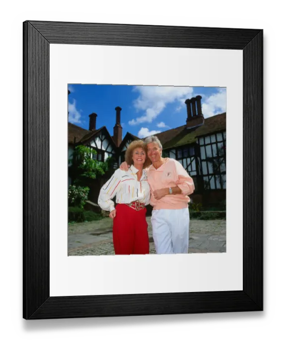 Framed Print : Vince Hill singer July 1988 With wife Anne outside their Tudor style home Framed Print : Vince Hill singer July 1988 With wife Anne outside their Tudor style home