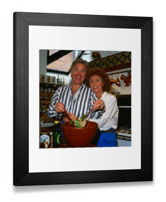 Framed Print : Vince Hill singer July 1988 With wife Anne in kitchen salad bowl spoons