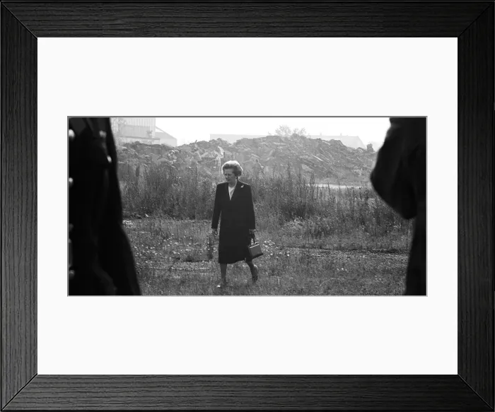 Framed Print : Prime Minister Margaret Thatcher seen here at what remains of the Head Wrightson works in Framed Print : Prime Minister Margaret Thatcher seen here at what remains of the Head Wrightson works in
