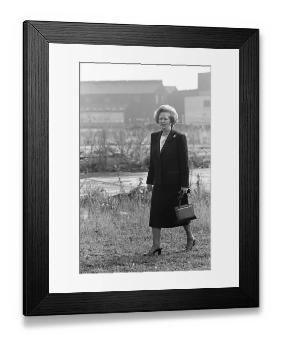 Framed Print : Prime Minister Margaret Thatcher seen here at what remains of the Head Wrightson works in Framed Print : Prime Minister Margaret Thatcher seen here at what remains of the Head Wrightson works in