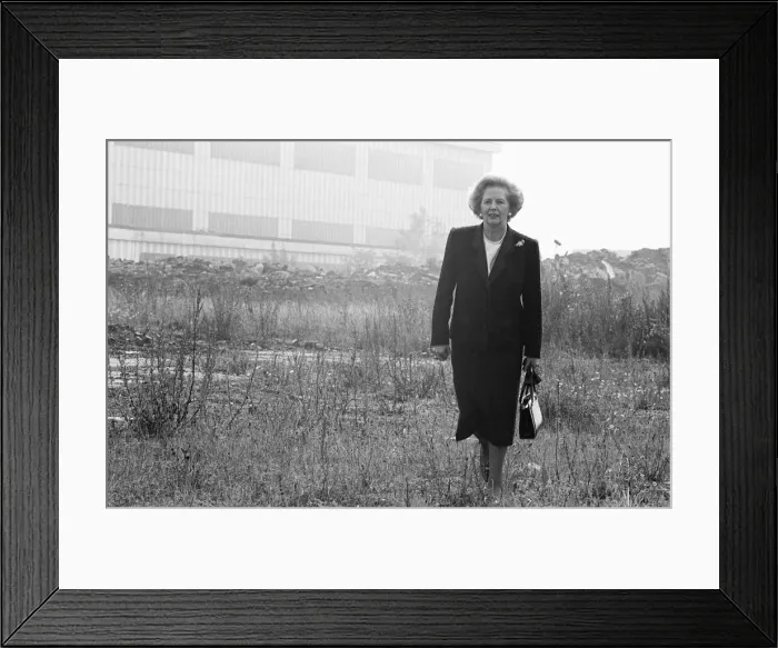 Framed Print : Prime Minister Margaret Thatcher seen here at what remains of the Head Wrightson works in Framed Print : Prime Minister Margaret Thatcher seen here at what remains of the Head Wrightson works in