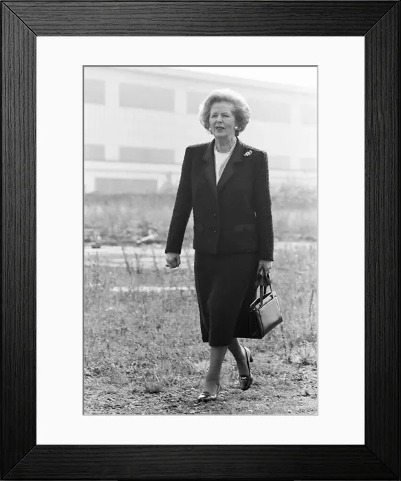 Framed Print : Prime Minister Margaret Thatcher seen here at what remains of the Head Wrightson works in Framed Print : Prime Minister Margaret Thatcher seen here at what remains of the Head Wrightson works in