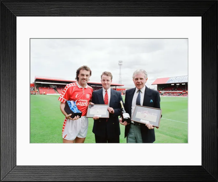 Framed Print : John Wark, Middlesbrough FC Player, receives Man of the Match Award at Ayresome Park Framed Print : John Wark, Middlesbrough FC Player, receives Man of the Match Award at Ayresome Park