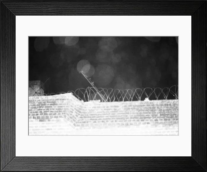 Framed Print : Firemen tackle a blaze in the library at Chelmsford Prison. 20th March 1978 Framed Print : Firemen tackle a blaze in the library at Chelmsford Prison. 20th March 1978