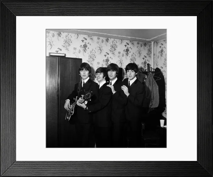 Framed Print : The Beatles in their dressing room of the De Monfort Hall Framed Print : The Beatles in their dressing room of the De Monfort Hall