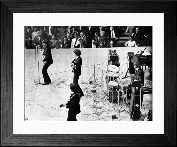 Framed Print : The Beatles on stage at the Palais des Sport in Paris. June 1965