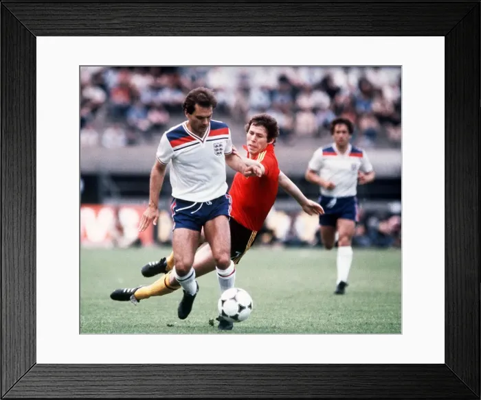 Framed Print : Ray Wilkins Football player playing for England in an International match running with Framed Print : Ray Wilkins Football player playing for England in an International match running with