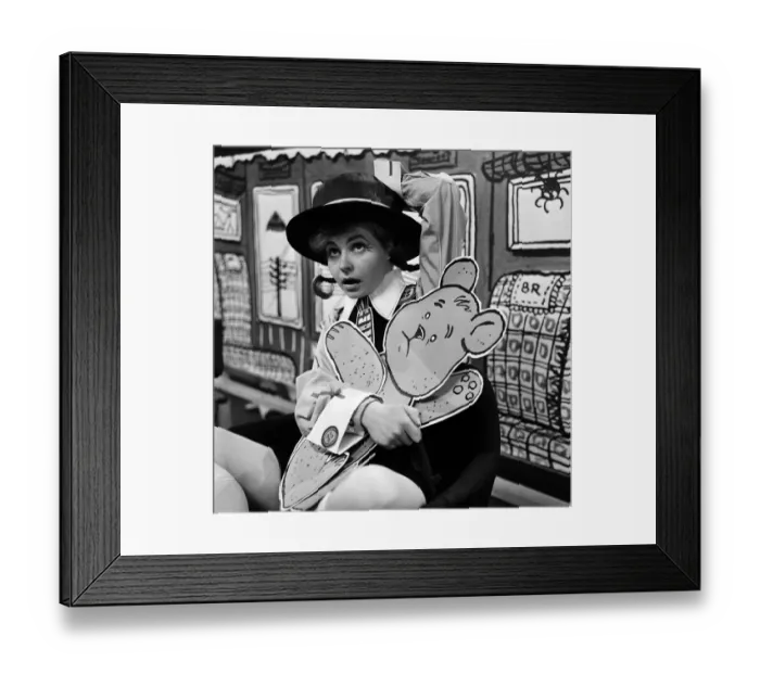 Framed Print : Prunella Scales, actress aged 29 years old, dressed as a naughty schoolgirl Framed Print : Prunella Scales, actress aged 29 years old, dressed as a naughty schoolgirl