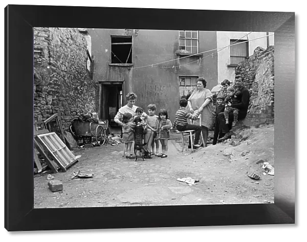 Slum housing in Donegal place, Londonderry, 13th July 1968. Pictured