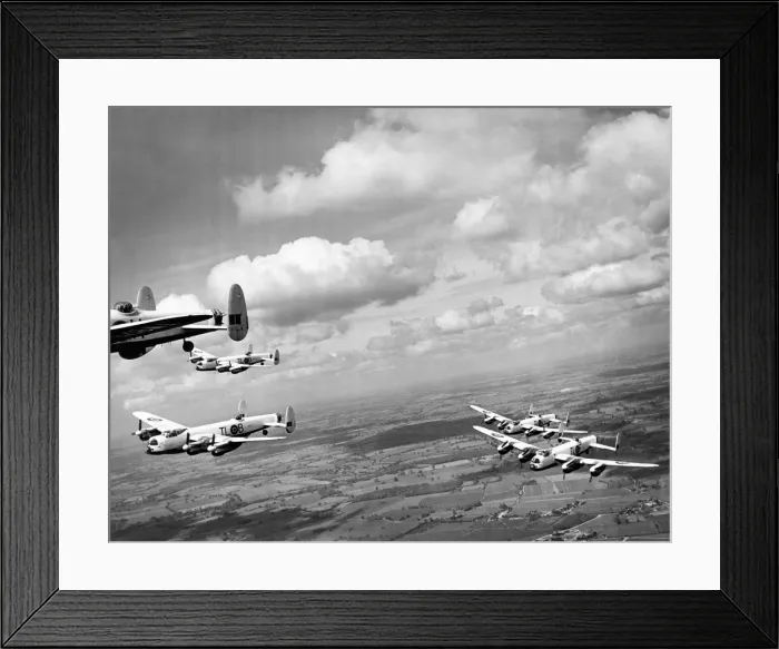 Framed Print : Avro Lancasters bomber from 35 Squadron in flight over the English countryside Framed Print : Avro Lancasters bomber from 35 Squadron in flight over the English countryside
