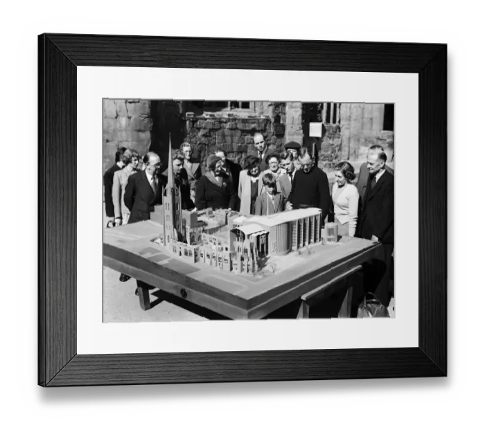 Framed Print : A model of Sir Basil Spence new cathedral for Coventry, West Midlands