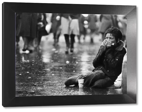 Beggar child on streets of Dublin, Republic of Ireland, 8th April 1978