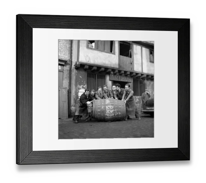 Framed Print : It is a well known tradition among coopers that when an apprentice cooper completes his Framed Print : It is a well known tradition among coopers that when an apprentice cooper completes his