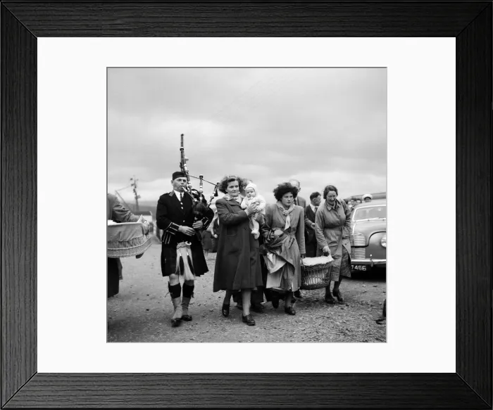 Framed Print : Evacuation of Island of Soay. Some of the 27 people of Soay Island banded together for Framed Print : Evacuation of Island of Soay. Some of the 27 people of Soay Island banded together for