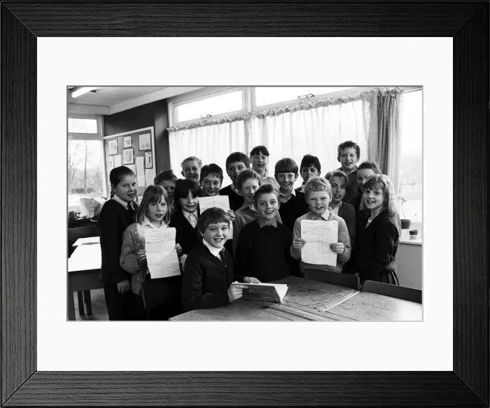 Framed Print : Ready to make a big noise after their sponsored silence for the appeal are these children Framed Print : Ready to make a big noise after their sponsored silence for the appeal are these children