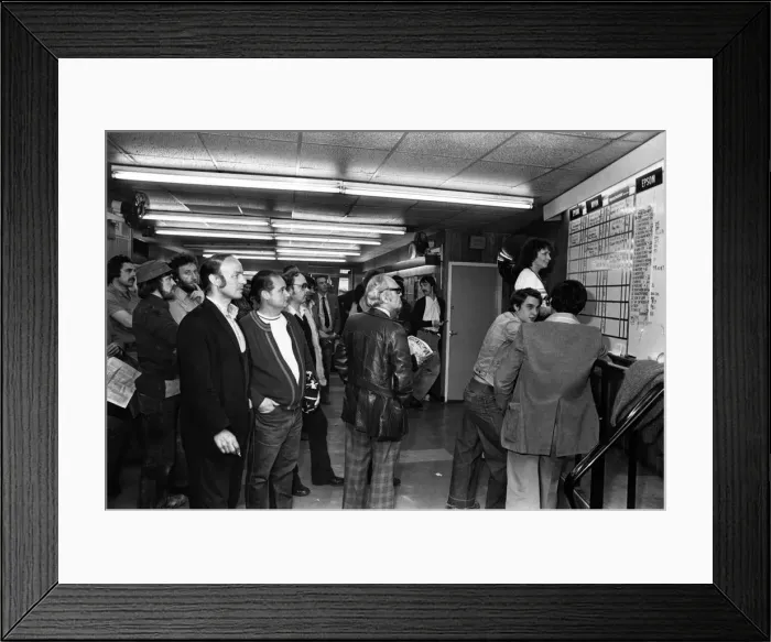 Framed Print : Punters- ready for the off at a betting shop. 6th June 1979 Framed Print : Punters- ready for the off at a betting shop. 6th June 1979