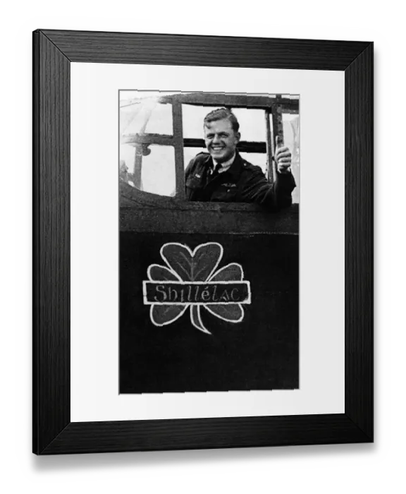 Framed Print : Honour For Ulster. RAF Pilot Noel waves from the cockpit of his Lancaster bomber Framed Print : Honour For Ulster. RAF Pilot Noel waves from the cockpit of his Lancaster bomber