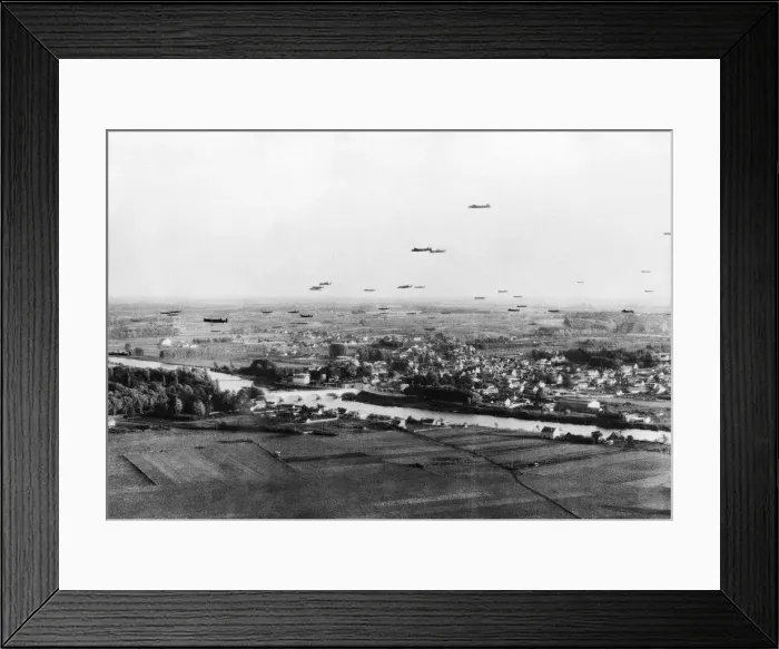 Framed Print : 94 Avro Lancaster bombers of No5 Group fly across French countryside on the way to