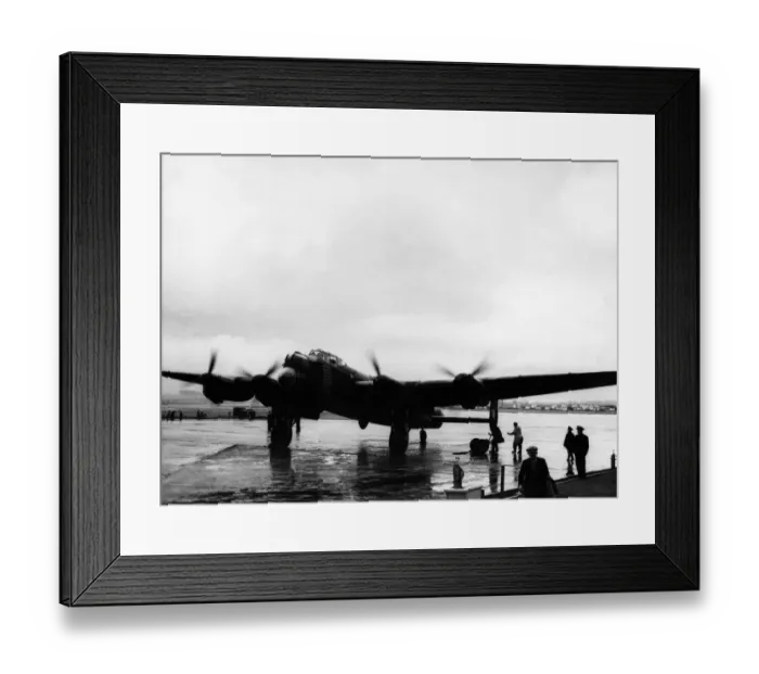 Framed Print : A Lancaster bomber preparing for take-off during the Second World War. Circa 1944 Framed Print : A Lancaster bomber preparing for take-off during the Second World War. Circa 1944