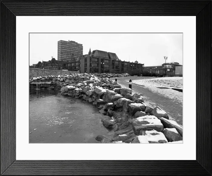 Framed Print : The changing face of Middlesbrough as the new pathway leads the eye passed the rockery