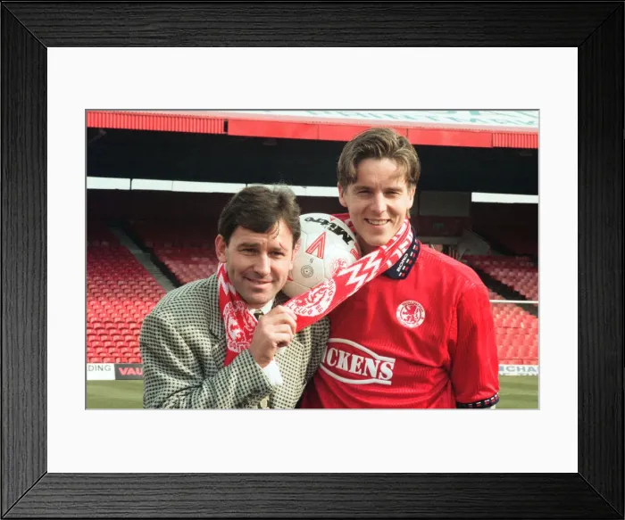 Framed Print : The press conference for new Middlesbrough signing striker Jan Aage Fjortoft Framed Print : The press conference for new Middlesbrough signing striker Jan Aage Fjortoft