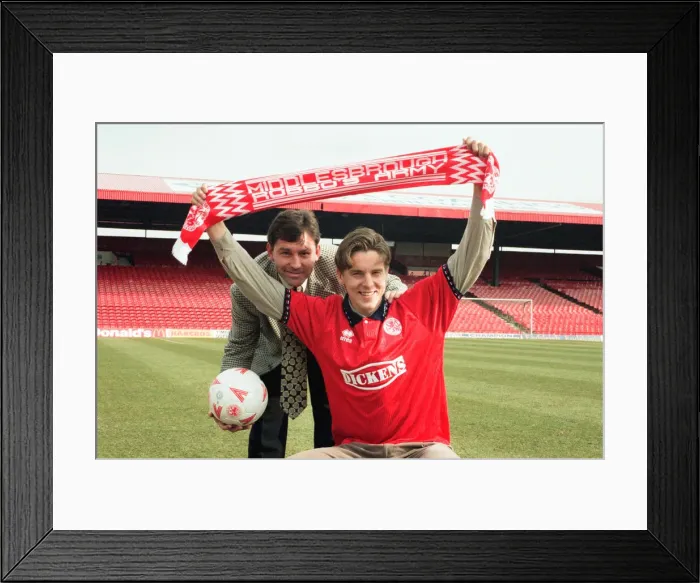 Framed Print : The press conference for new Middlesbrough signing striker Jan Aage Fjortoft Framed Print : The press conference for new Middlesbrough signing striker Jan Aage Fjortoft