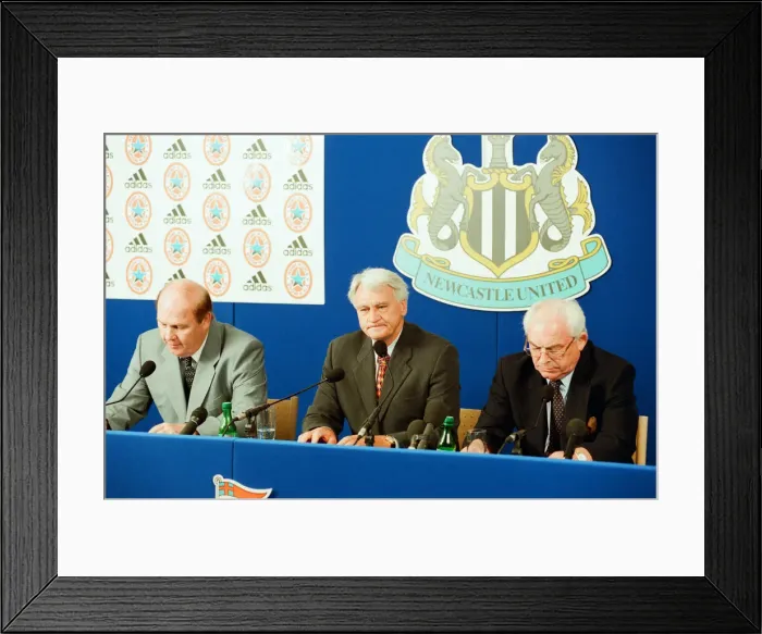 Framed Print : Bobby Robson, news press conference, to officially present him to the media as new Framed Print : Bobby Robson, news press conference, to officially present him to the media as new