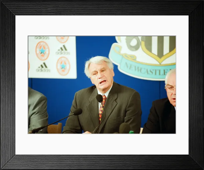 Framed Print : Bobby Robson, news press conference, to officially present him to the media as new Framed Print : Bobby Robson, news press conference, to officially present him to the media as new