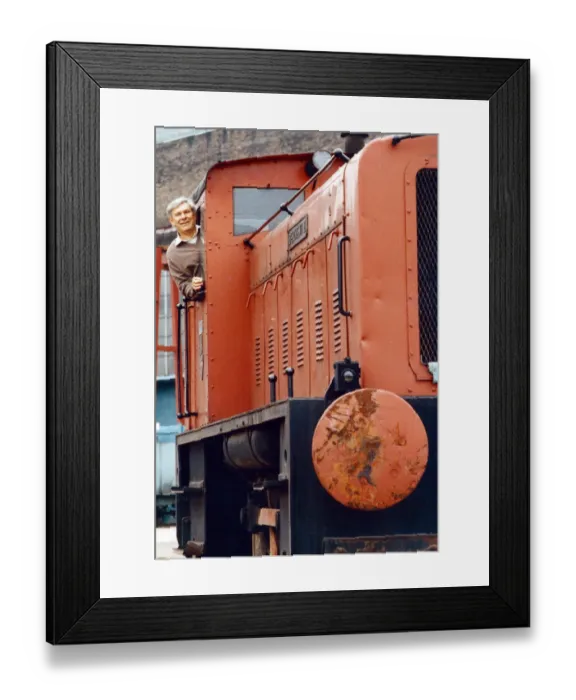 Framed Print : Gavin East, project manager of the Railway Preservation Society, pictured with Derwent II Framed Print : Gavin East, project manager of the Railway Preservation Society, pictured with Derwent II