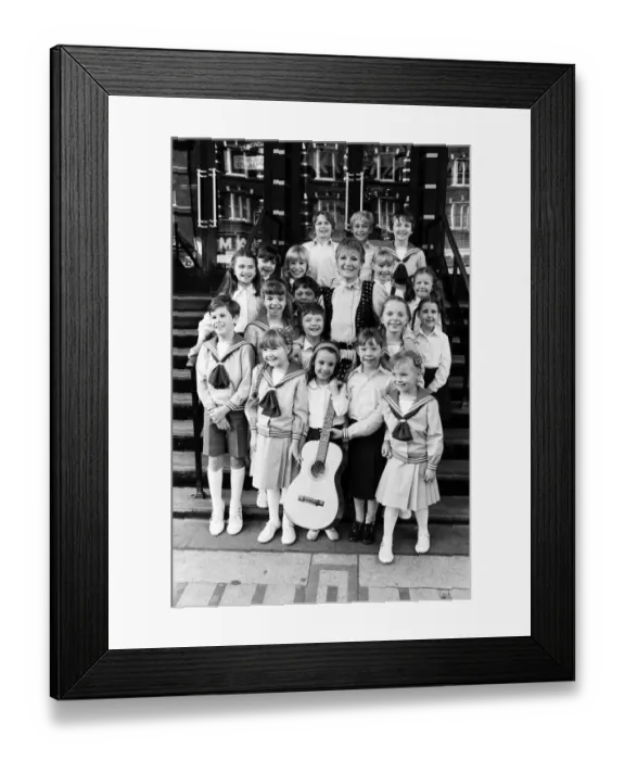 Framed Print : Petula Clark with the final selection of 18 children, three groups of six