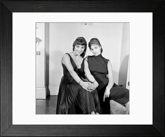 Framed Print : Joan Collins, actress, aged 22, pictured wearing black silk cocktail dress Framed Print : Joan Collins, actress, aged 22, pictured wearing black silk cocktail dress