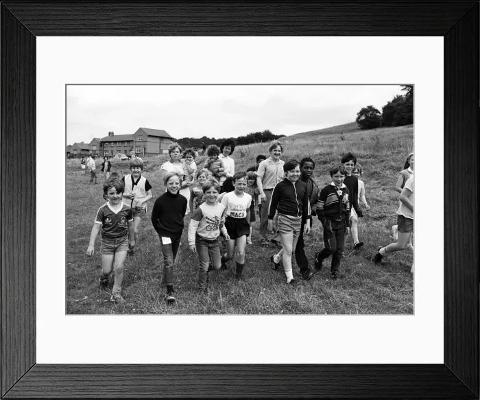 Framed Print : Setting off on a sponsored walk from Rodger Lane are youngsters Framed Print : Setting off on a sponsored walk from Rodger Lane are youngsters