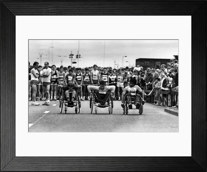 Framed Print : They re off wheelchair competitors at the Junior Great North Run, , left to right Framed Print : They re off wheelchair competitors at the Junior Great North Run, , left to right