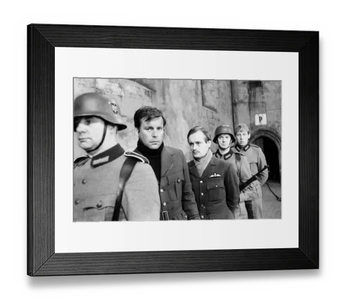 Framed Print : Colditz, Photo-call for new BBC television series, actors pose for the cameras on first