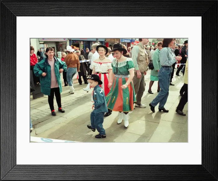 Framed Print : The Stockton Line Dance world record attempt in Stockton town centre. 3rd March 1997 Framed Print : The Stockton Line Dance world record attempt in Stockton town centre. 3rd March 1997