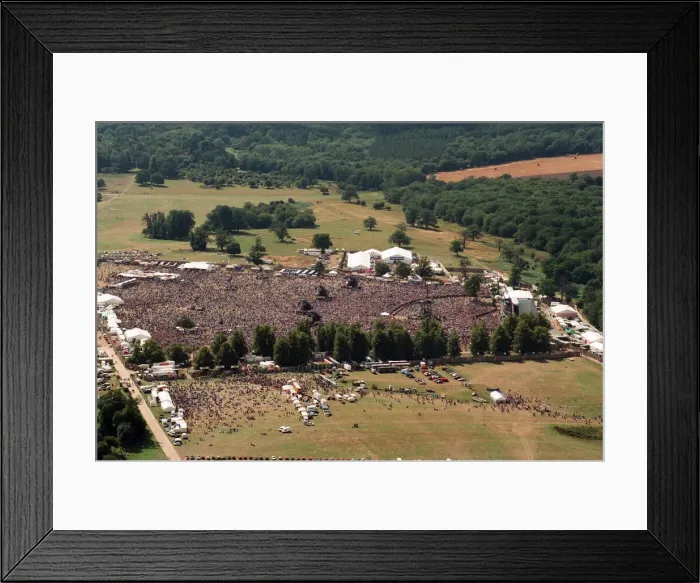 Framed Print : Aerial pictures from the Oasis concert held at Knebworth House. 10th August 1996 Framed Print : Aerial pictures from the Oasis concert held at Knebworth House. 10th August 1996