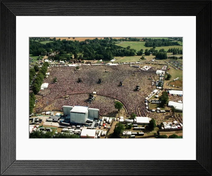 Framed Print : Aerial pictures from the Oasis concert held at Knebworth House. 10th August 1996 Framed Print : Aerial pictures from the Oasis concert held at Knebworth House. 10th August 1996