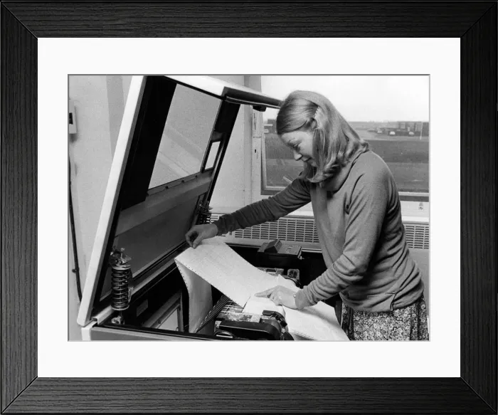 Framed Print : Appleyard Van & Plant Hire. 5th July 1979. Dot Matrix Printer in operation Framed Print : Appleyard Van & Plant Hire. 5th July 1979. Dot Matrix Printer in operation