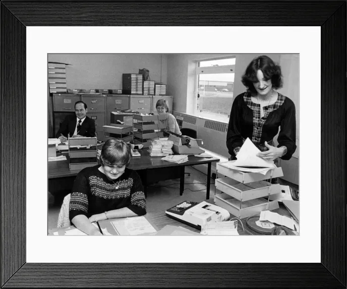 Framed Print : Appleyard Van & Plant Hire. 5th July 1979. Office Workers Framed Print : Appleyard Van & Plant Hire. 5th July 1979. Office Workers