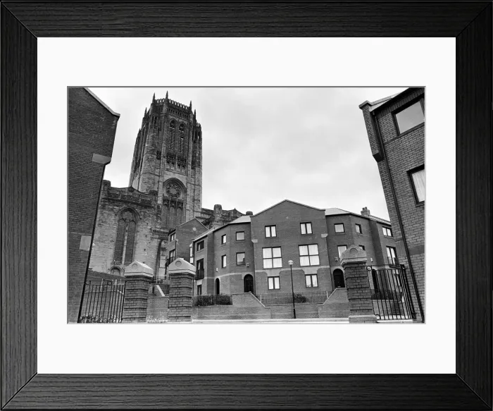 Framed Print : Picture showing how the Liverpool Anglican Cathedral precincts have changed from terraced Framed Print : Picture showing how the Liverpool Anglican Cathedral precincts have changed from terraced