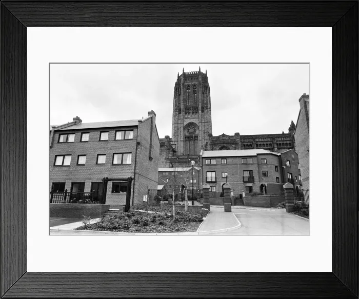 Framed Print : Picture showing how the Liverpool Anglican Cathedral precincts have changed from terraced Framed Print : Picture showing how the Liverpool Anglican Cathedral precincts have changed from terraced