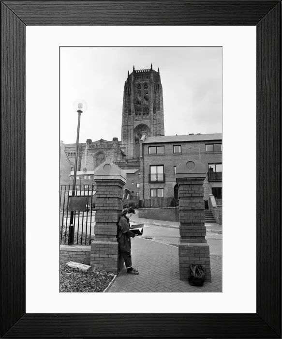 Framed Print : Picture showing how the Liverpool Anglican Cathedral precincts have changed from terraced Framed Print : Picture showing how the Liverpool Anglican Cathedral precincts have changed from terraced