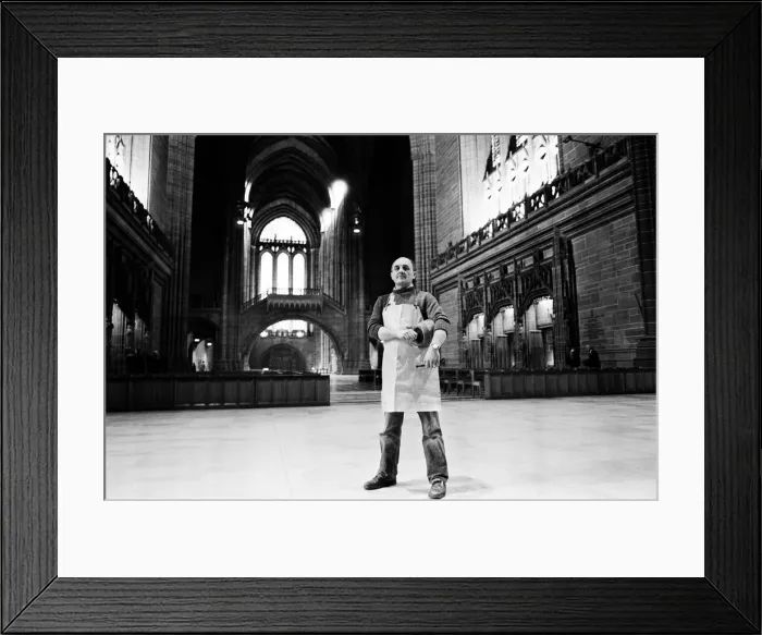 Framed Print : Tony Baker stonemason is the first stonemason to be employed full time at Liverpool Framed Print : Tony Baker stonemason is the first stonemason to be employed full time at Liverpool