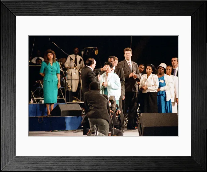 Framed Print : Maurice Cerullo, an American pentecostal televangelist during his Framed Print : Maurice Cerullo, an American pentecostal televangelist during his