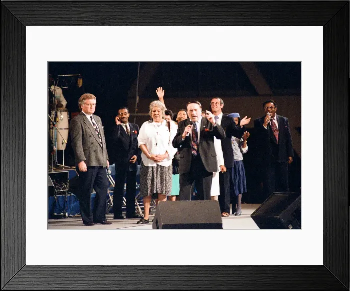 Framed Print : Maurice Cerullo, an American pentecostal televangelist during his Framed Print : Maurice Cerullo, an American pentecostal televangelist during his