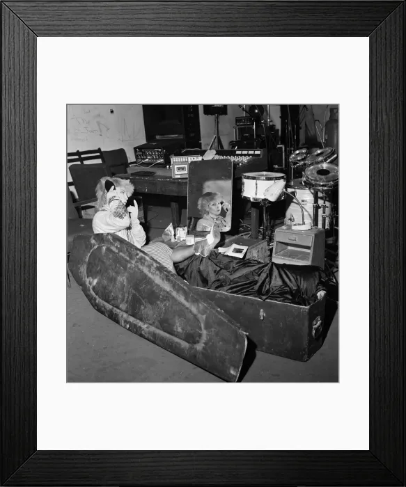 Framed Print : Punk singer and actress Toyah Willcox sleeping in her coffin in Battersea, London