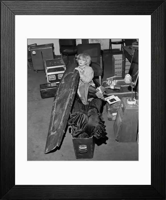 Framed Print : Punk singer and actress Toyah Willcox sleeping in her coffin in Battersea, London