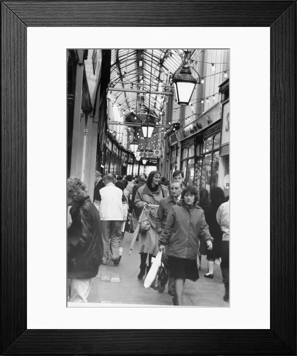 Framed Print : CARDIFF ARCADES: Morgan Arcade: Shoppers in one of Cardiff Framed Print : CARDIFF ARCADES: Morgan Arcade: Shoppers in one of Cardiff