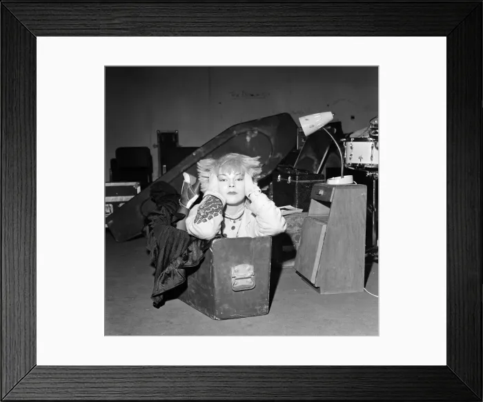 Framed Print : Punk singer and actress Toyah Willcox sleeping in her coffin in Battersea, London